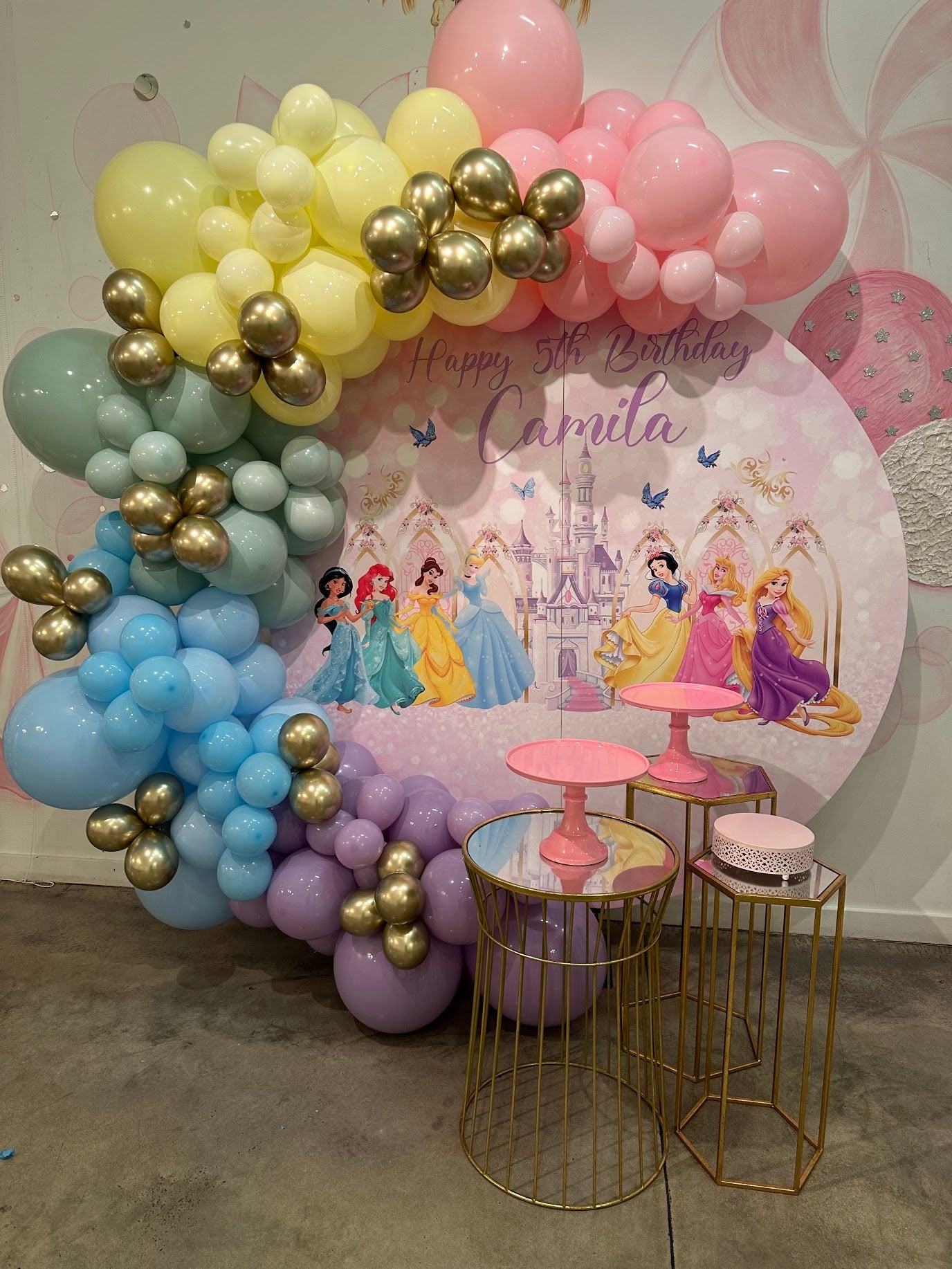Custom Round 6ft Backdrop with Balloon Garland  Just 2 Party Balloon Decor  & Custom Event Decor